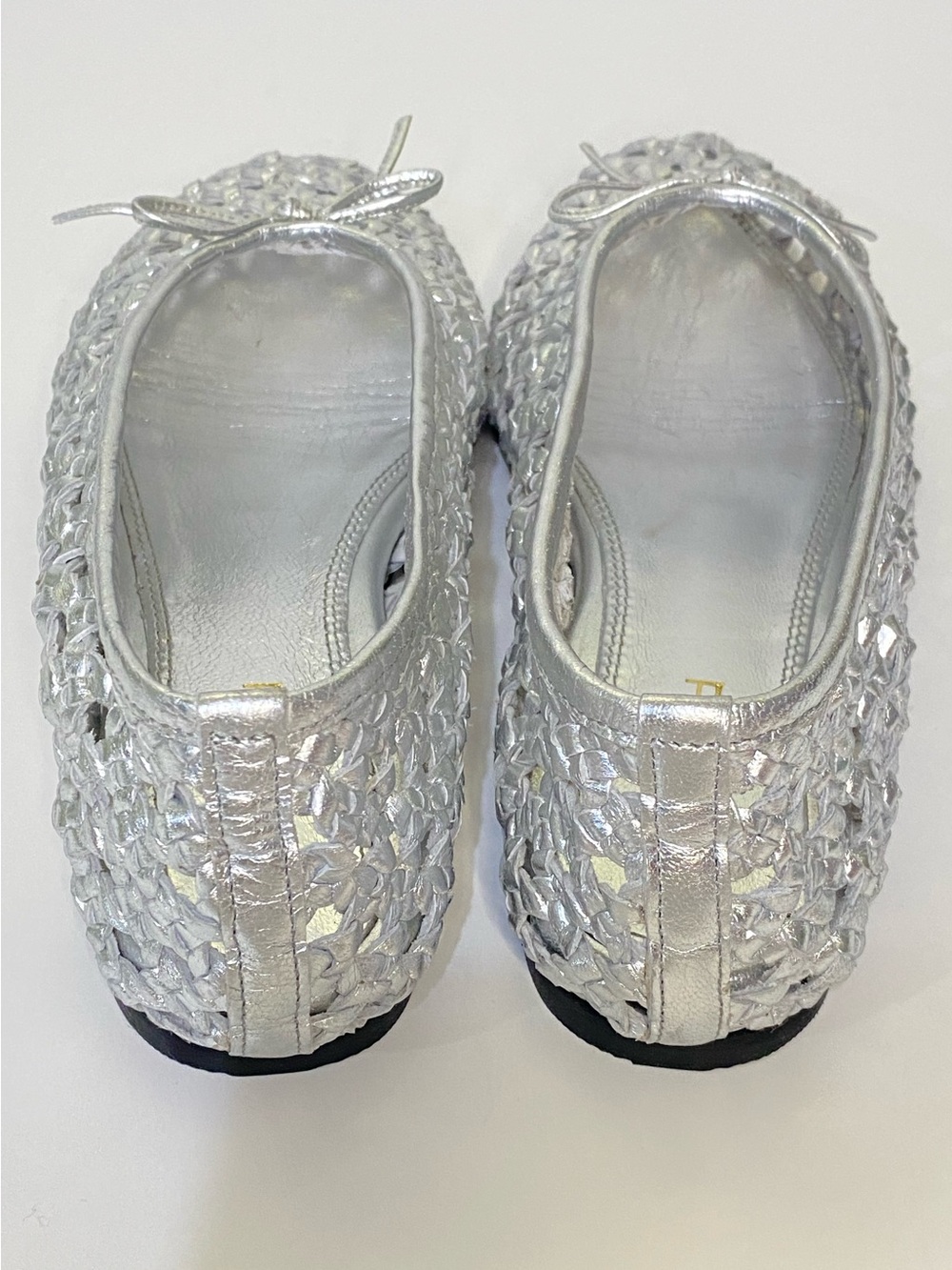 Pilcro by Anthropologie Woven Ballet Flat Silver Metallic Leather EU 39 US 8.5-9 - Picture 5 of 12